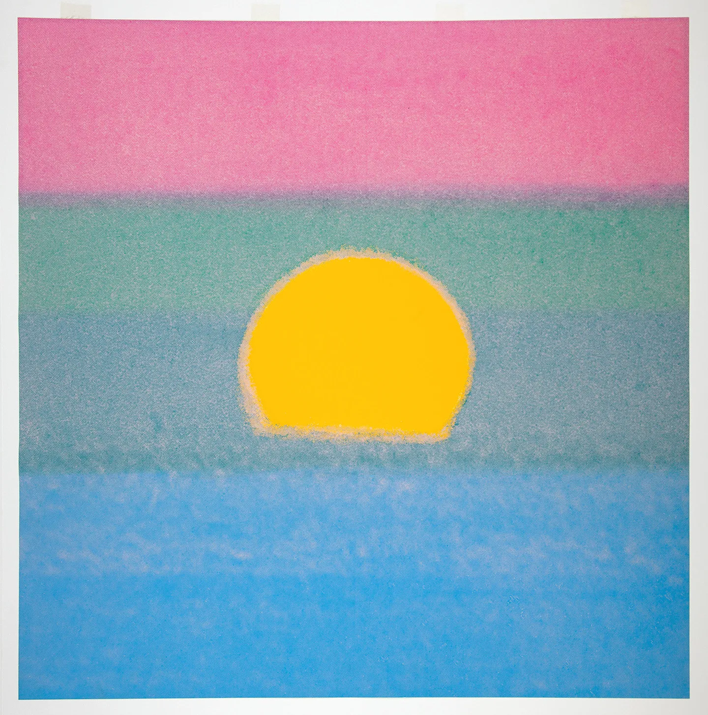 Andy Warhol, Sunset, 1972 Sérigraphie sur papier, 86,4 × 86,4 cm Courtesy The Andy Warhol Museum, Pittsburgh; Founding Collection, Contribution The Andy Warhol Foundation for the Visual Arts, Inc. © Andy Warhol / ADAGP, Paris, 2026 Photo : DR