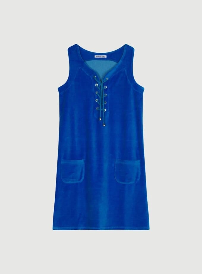 Robe Betty Velours Eponge Bleu Méditerranée — Ma Petite Plage