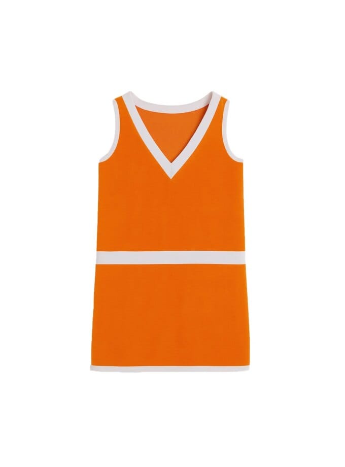 Robe de Tennis Bicolore Chris Velours Eponge Orange Blanc — Ma Petite Plage