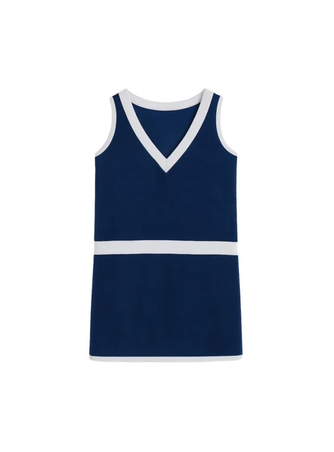 Robe de Tennis Chris bicolore Velours Eponge Bleu Nuit — Ma Petite Plage