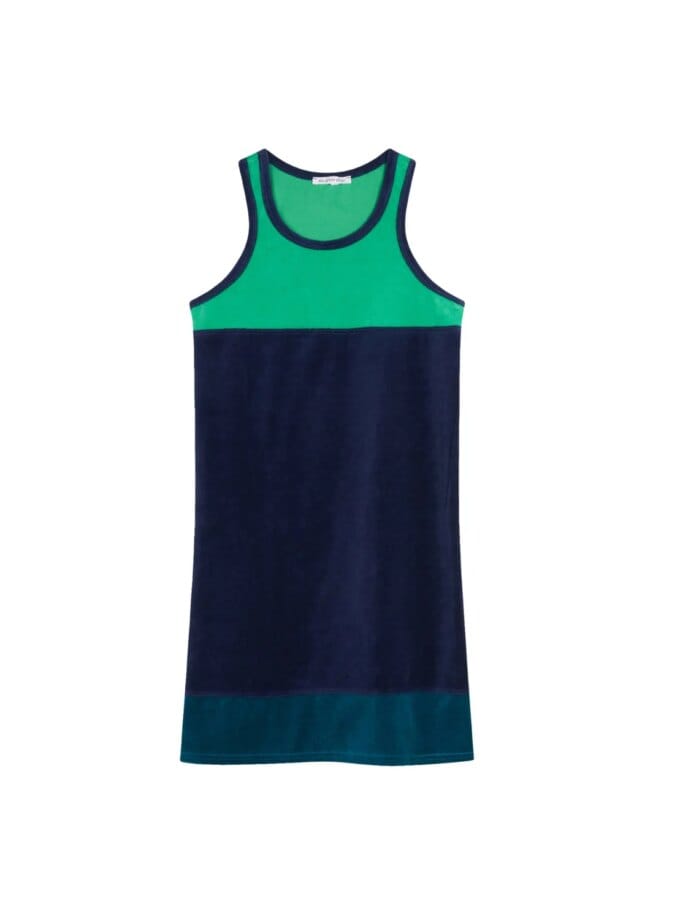 Robe Haydee Velours Eponge Tricolore Vert Emeraude — Ma Petite Plage