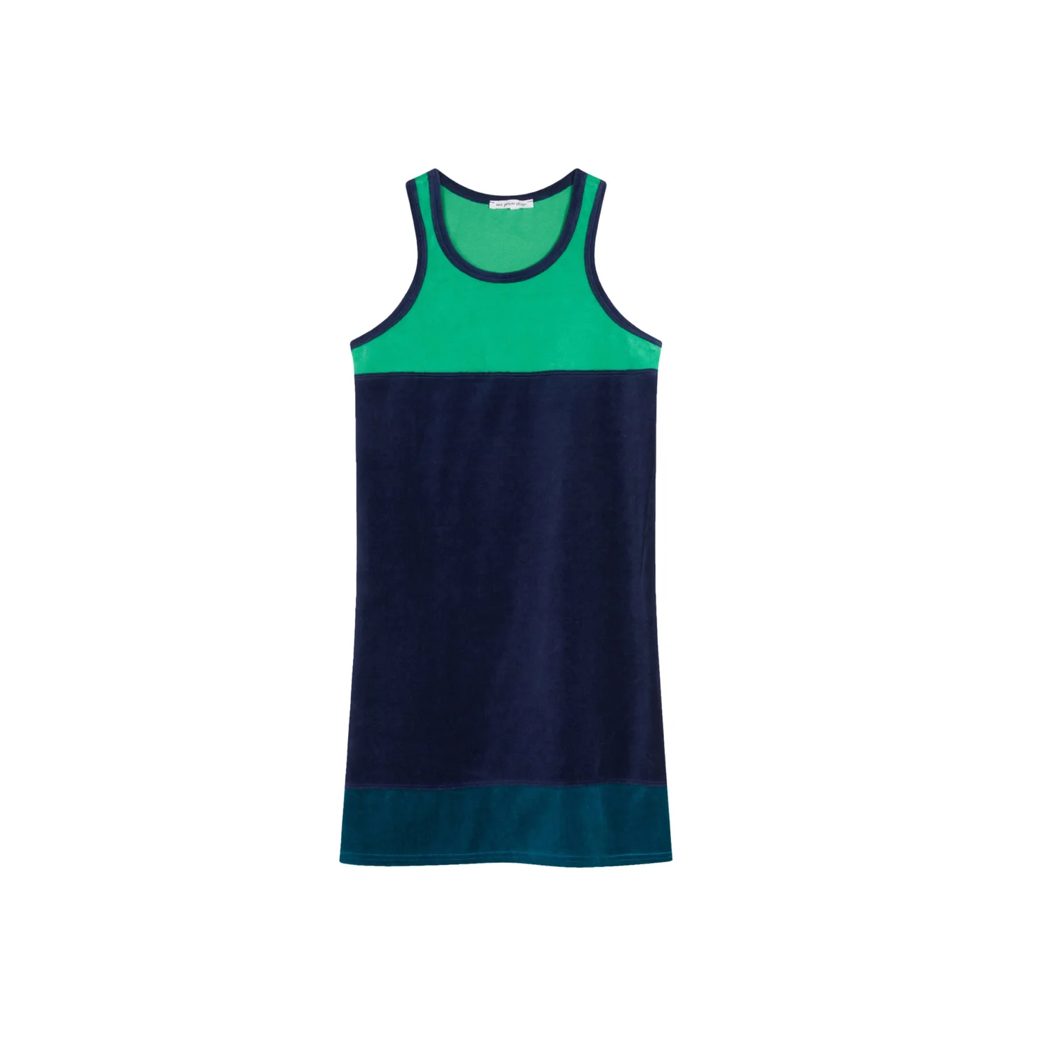 Robe Haydee Velours Eponge Tricolore Vert Emeraude — Ma Petite Plage